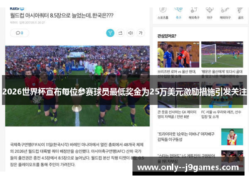 2026世界杯宣布每位参赛球员最低奖金为25万美元激励措施引发关注 2026世界杯宣布每位参赛球员最低奖金为25万美元激励措施引发关注